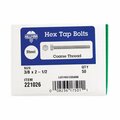 Homecare Products 221026 0.375 x 2.5 in. Fully Threaded Hex Tap Bolt Zinc Finish, 50PK HO3307200